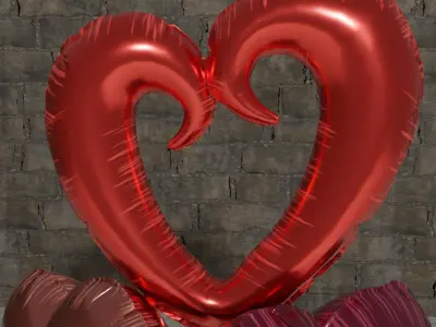 Heart Shape Valentines Day Balloons Low-poly PBR Low-poly 3D model
