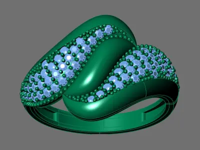 Womens Rings With Stone Ring Ready STL 3DM Models Rings women 3D print model 37