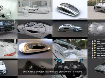 Best Affekta concept futuristic anti gravity cars 3D Model Pack