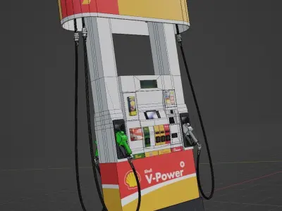 Shell Gasoline Pump Low-poly 3D model