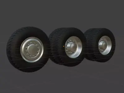 Set of truck tires with modifiers 3D model