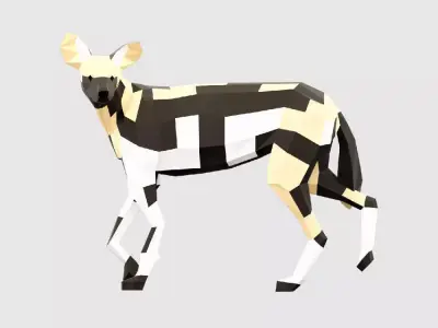 Painted Wolves Low-poly 3D model