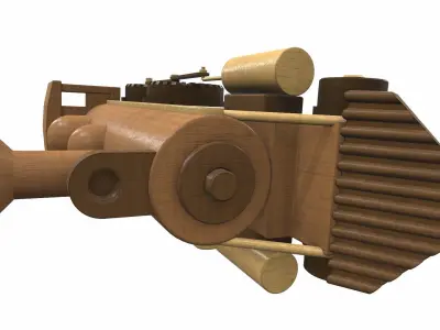 Wooden train locomotive toy 1 Free 3D model