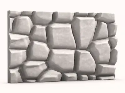 Hand-Laid Boulder Wall Module 3D model
