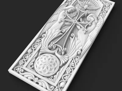 Icon 1 ornately carved wooden panel 3D print model