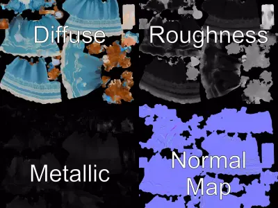 Vintage Blue Doll model pack Low-poly 3D model