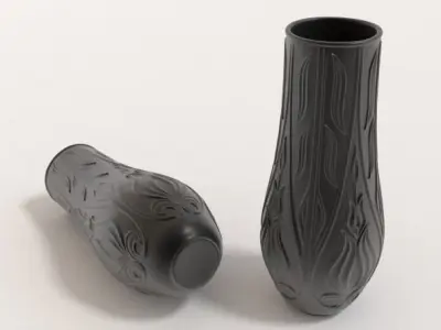 Black porcelain vase 3D model