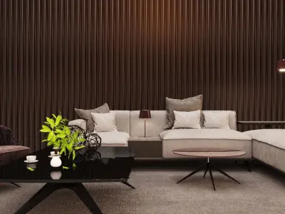 Mid-century interior scene 3D model 3D model