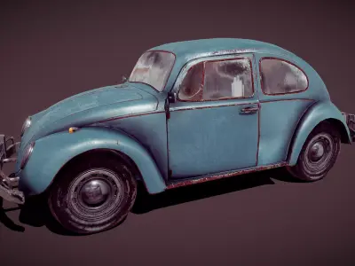 Old Beetle Low-poly 3D model