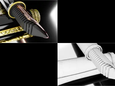 Luxury Fountain Pen Low-poly 3D model