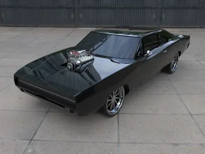 Dodge Charger RT 1970 Super Charger Low-poly 3D model