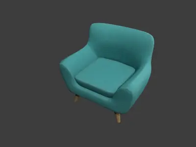 Teal Armchair Low-poly 3D model