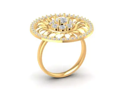 Luxury Round Cocktail Diamond Statement Ring for Women  2321 3D print model