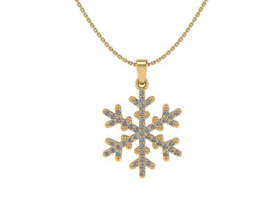 snowflake pendant in rose gold 3D print model