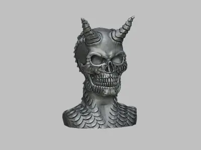 Skull dragon bust skull dragon sculpture 3D print model