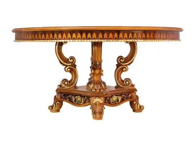 Bespoke walnut inlaid round table in radica  3D model