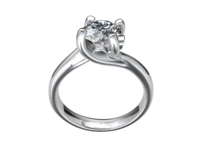 Engagement Ring Twisted Solitaire Ring STL File-CC100 3D print model