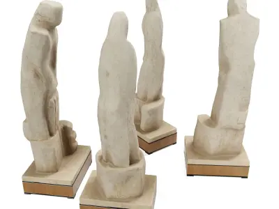 Man Woman abstract tall figures Low-poly 3D model