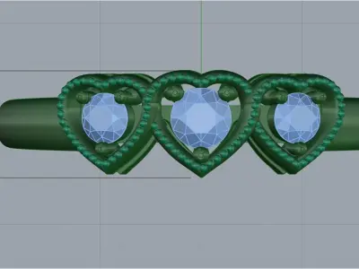 heart ring with stones 3D print model
