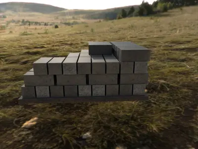 Game Ready Asset  Brick Pallet Half Free low-poly 3D model