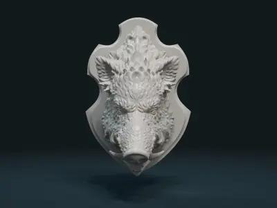 Wild Boar Mounted Head 3D print model