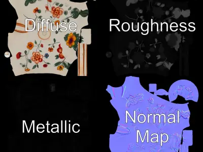 Decorative Floral Teapot Model Pack Low-poly 3D model