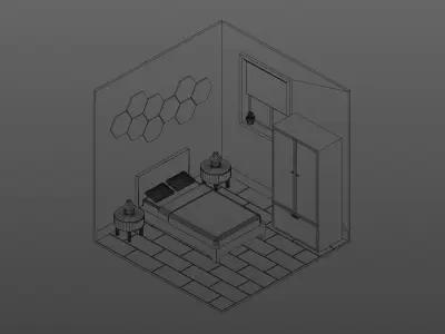 Simple Bedroom Diorama 3D model