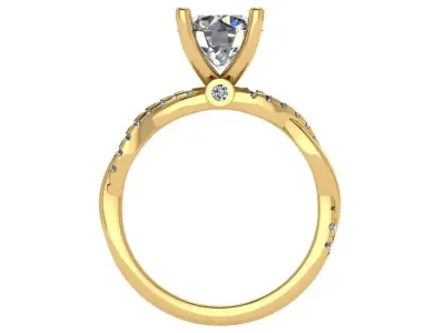 Claw setting ring with pave setting on the twisted Band 3D print model