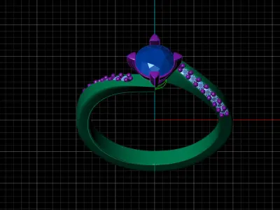STL 3DM Print Ready Women Diamond Ring Lightweight Printable  3D print model 143