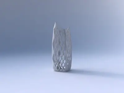 Vase double arc rectangle with diagonal grid lattice 3 3D print model