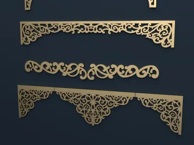Collection of Curtain  accessories  3D model 02 3D model