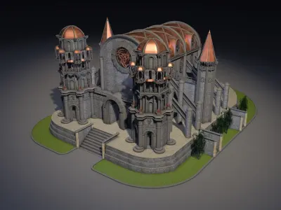 Church medieval castle 3D model