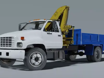 GMC Truck with crane Low-poly 3D model