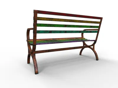 Street Bench Pack 15 Low-poly 3D model