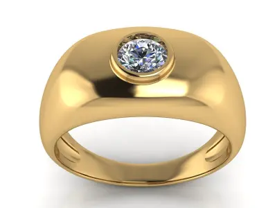 Chevalier Central Stone Band Ring 3D print model