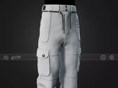 White Snowboard Pants Style 2  Low-poly 3D model