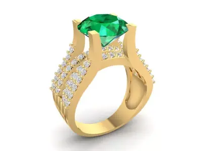 Luxury Oval Gemstone Ring with Multi Row Diamond Accents 3D 1739 3D print model