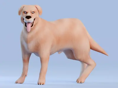 Low poly - Stylized dog - Golden Retriever Low-poly 3D model