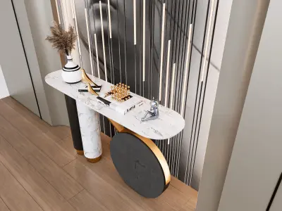 Sideboard with wall panel and flooring 2 3D model