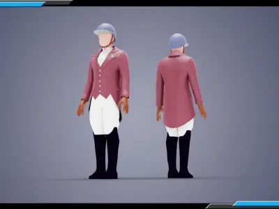 HORSE RIDER MAN BASE MESH MODEL Low-poly 3D model