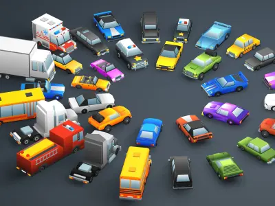 Low Poly Cars Pack - 3D Game Kit Low-poly 3D model