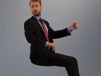 Set of low poly men in car related poses 3D model