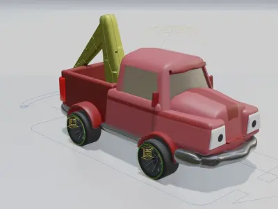 cartoon tow car Low-poly 3D model