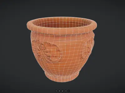 Terracotta Plant Pot 3 Low-poly 3D model