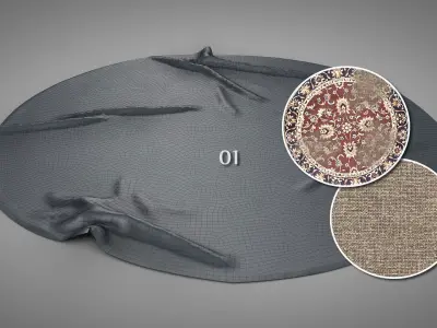 Old Round Carpets Low-poly 3D model