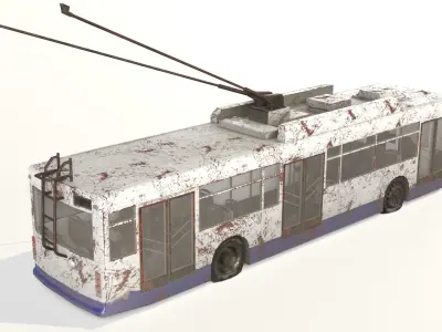 Old Rusty Trolleybus Low-poly 3D model