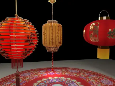 Chinese red lantern 3D model 93