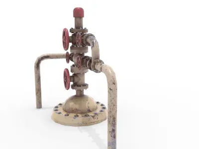Oil Pumpjack Wellhead Weathered 3 Low-poly 3D model