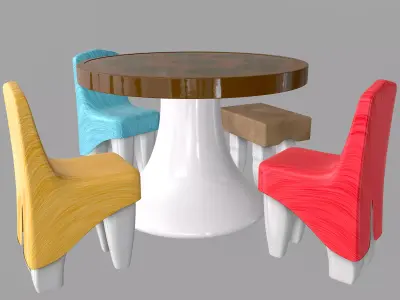 children table and chair 3D model