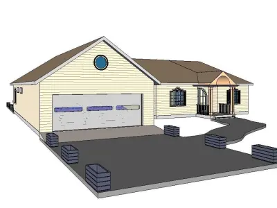 4 Bedroom house plan 3D model